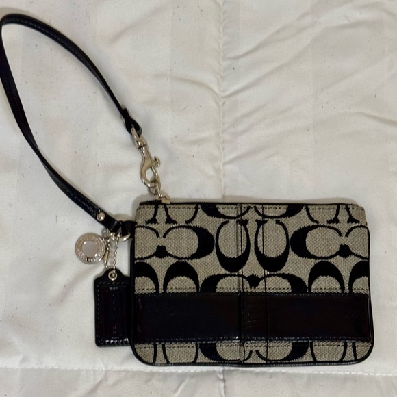 Coach Handbags - Coach Black and White Signature Wristlet